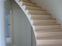 curved wood stair case