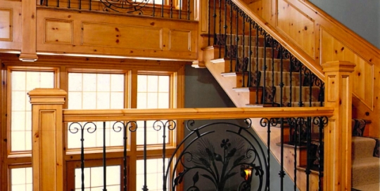 finelli iron works custom hand forged traditional style staircase railing and staircase balcony in shaker heights