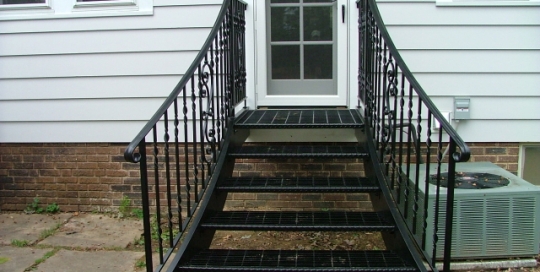finelli architectural iron and stairs custom steel staircase for backdoor entrance to patio in hudson ohio