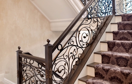 finelli ironworks custom handmade wrought iron vine style staircase railing system in pepper pike ohio