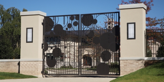 Finelli architectural iron and stairs custom contemporary iron and steel driveway gate in cleveland ohio