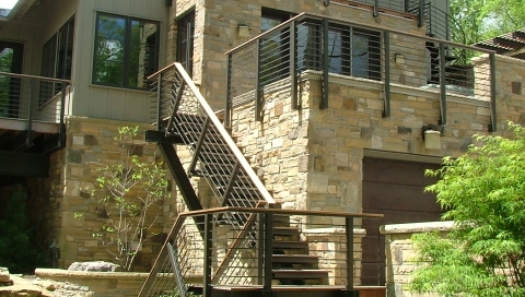 finelli iron works custom handmade unique design exterior steel staircase system and staircase railing in akron ohio
