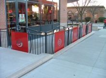 finelli architectural iron and stairs custom restaurant and outdoor seating fence with table top in cleveland ohio