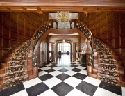 beautiful wood and iron double staircase
