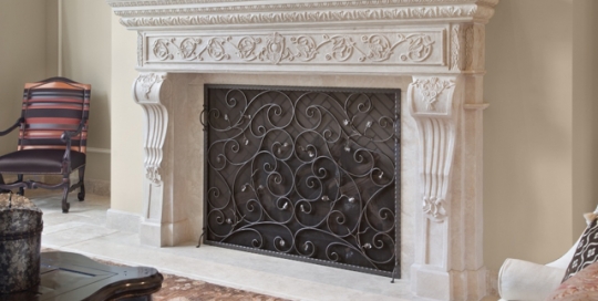 Finelli Architectural Iron and Stairs custom iron fireplace screen in cleveland ohio