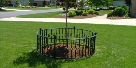 Finelli Architectural Iron and Stairs custom made exterior tree border fence handmade in cleveland ohio