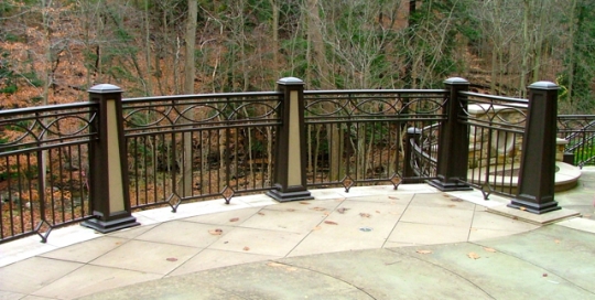 finelli architectural iron and stairs custom exterior patio railing with post lights