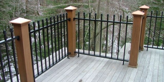 Custom wood and iron porch railing strong and sturdy handmade in cleveland ohio by Finelli Architectural Iron and Stairs