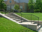 Finelli Iron works custom wrought iron exterior stair railing handmade in Cleveland Ohio