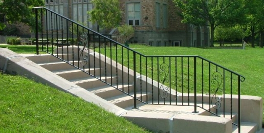 Finelli Iron works custom wrought iron exterior stair railing handmade in Cleveland Ohio