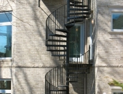 strong custom iron two story exterior spiral staircase made by finelli architectural iron and stairs