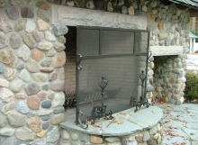 Finelli Architectural Ironworks custom outdoor patio fireplace screen custom made in cleveland ohio