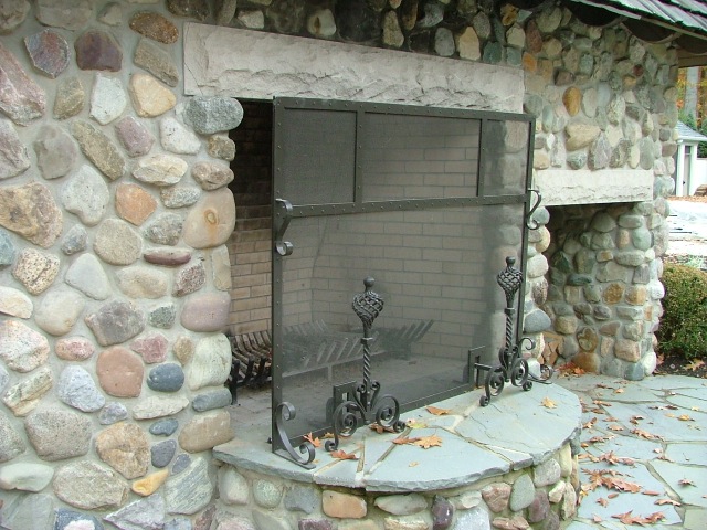 Fireplace Finelli Ironworks, Outdoor Fireplace Screens With Doors