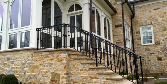 finelli ironworks handmade custom iron exterior staircase railing in moreland hills ohio