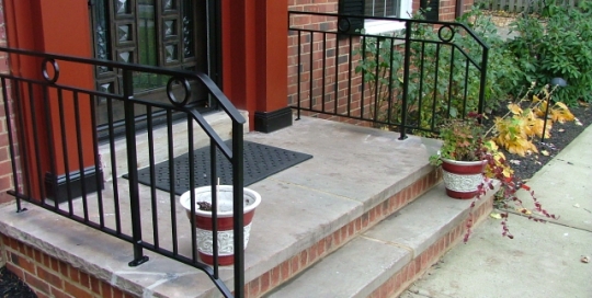 finelli iron works custom handmade contemporary style front porch iron step railing in hudson ohio
