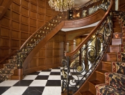 finelli architectural iron and stairs custom forged wrought iron staircase with handmade gold leaves and custom mahogany wood staircase quality made in hunting valley ohio