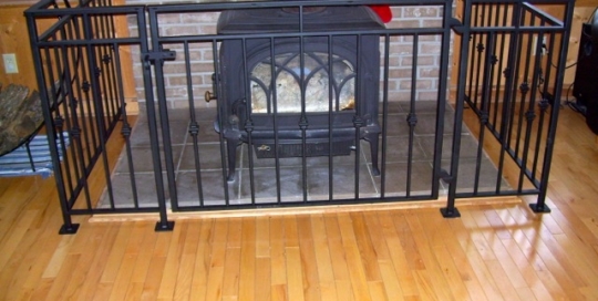 Finelli architectural iron and stairs custom handmade wood burning stove safety gate made in shaker heights ohio
