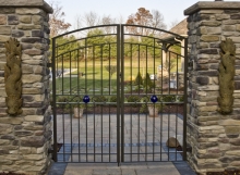 finelli ironworks handmade wrought iron custom yard gate with unique design feature in cleveland ohio