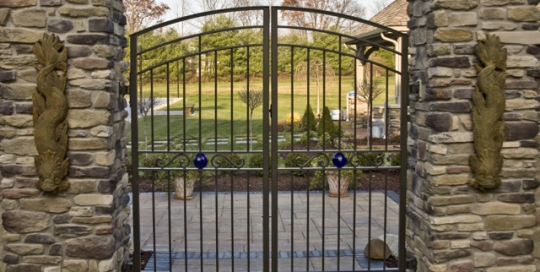 finelli ironworks handmade wrought iron custom yard gate with unique design feature in cleveland ohio