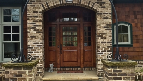 finelli ironworks custom hand made wrought iron entrance arch with lamp in cleveland ohio