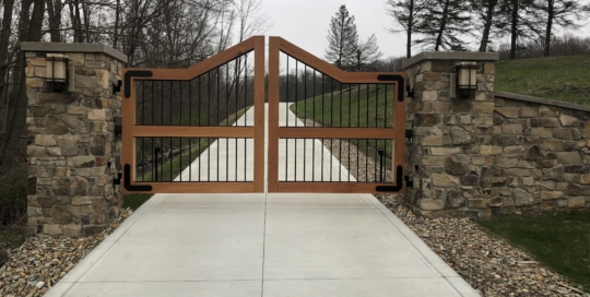 wood and steel driveway gates